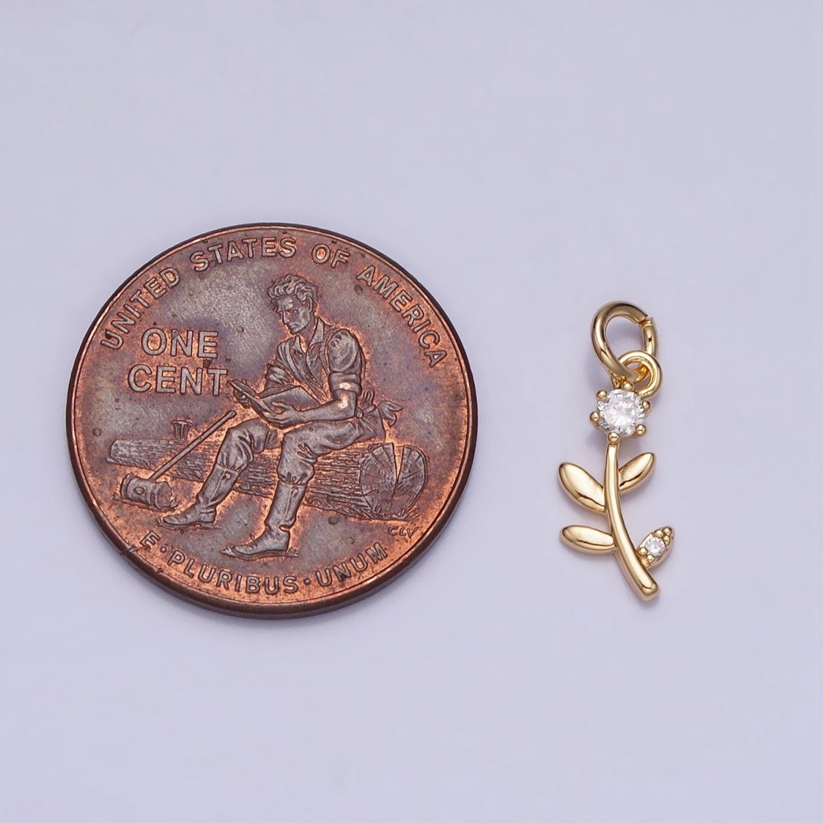 Mini Flower Plant Clear CZ Add-On Charm in Gold & Silver | AC641 AC642