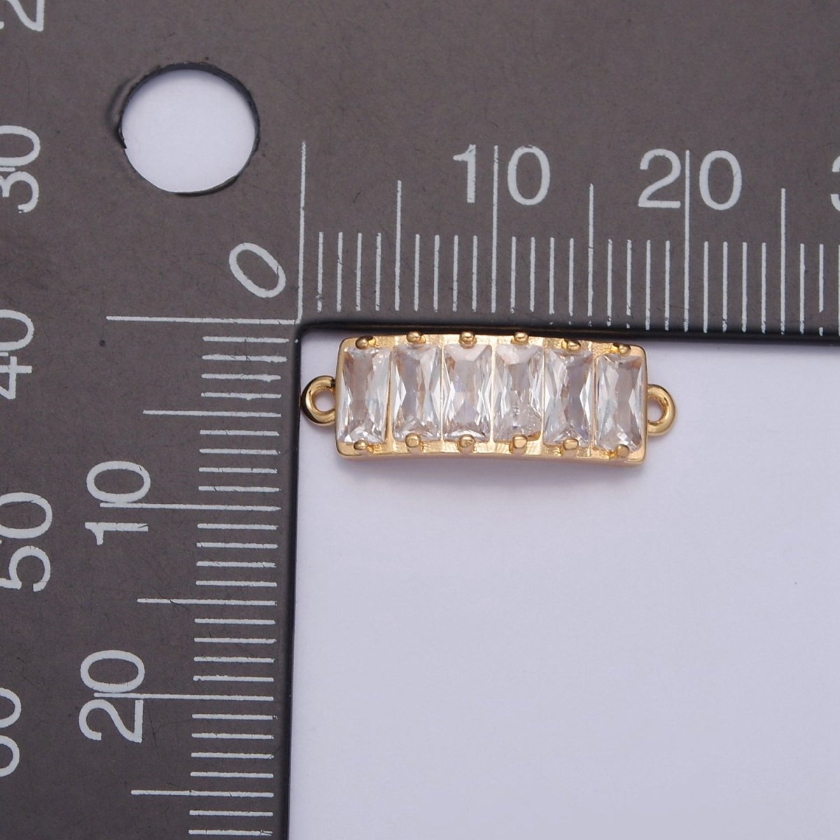 OS Mini Gold Baguette Charm Connector for Bracelet Necklace 16k Gold Filled F-696