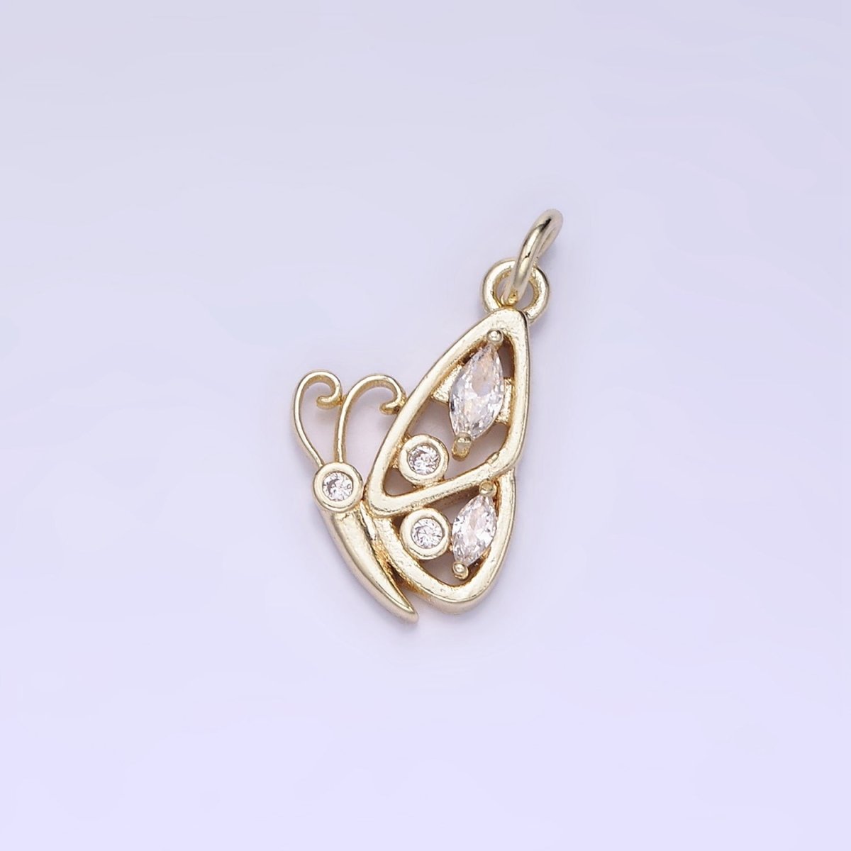 Mini Gold Butterfly Charm Cz Mariposa Pendant AG-659