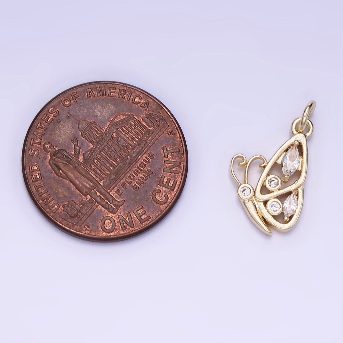 Mini Gold Butterfly Charm Cz Mariposa Pendant AG-659
