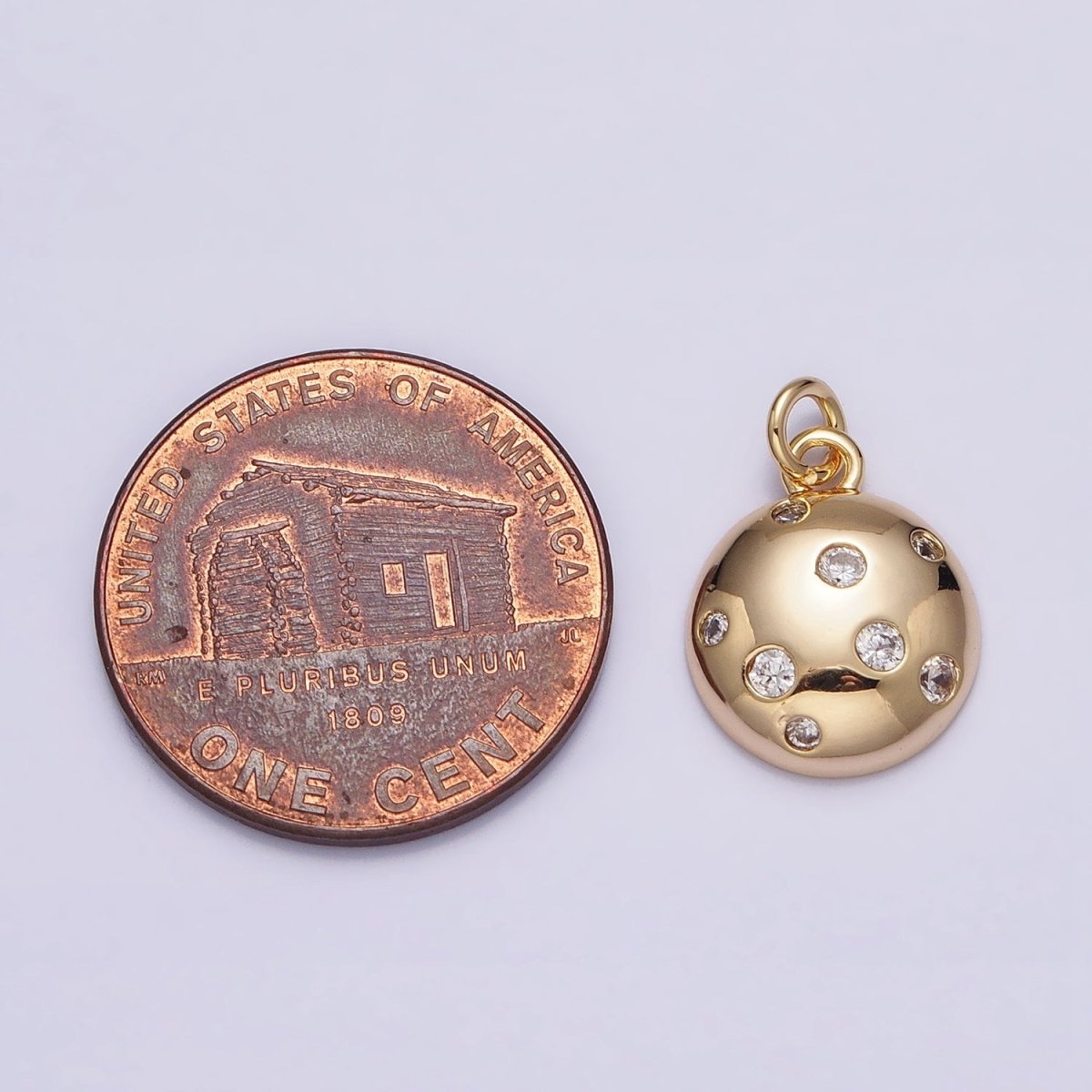 Mini Gold Circle Charm with CZ Stone Dots Bubble Geometric Pendant AC510 AC511