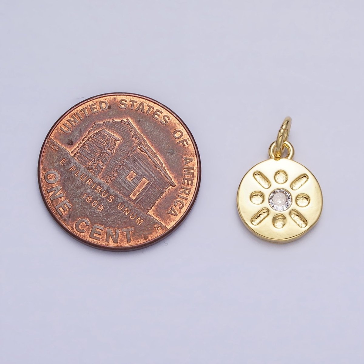 Mini Gold Coin Charm Sun Charm CZ Bohemian Jewelry AC655