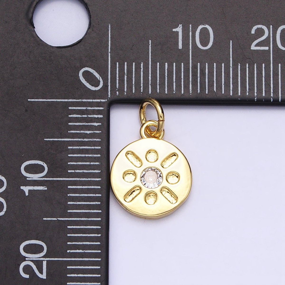 Mini Gold Coin Charm Sun Charm CZ Bohemian Jewelry AC655