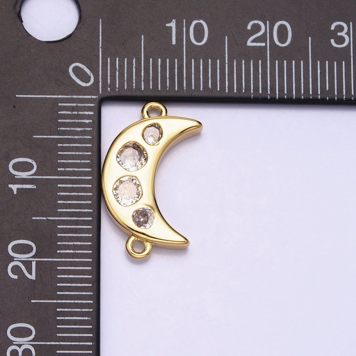 Mini Gold Crescent Moon Charm Connector for Celestial Jewelry Component Y-828