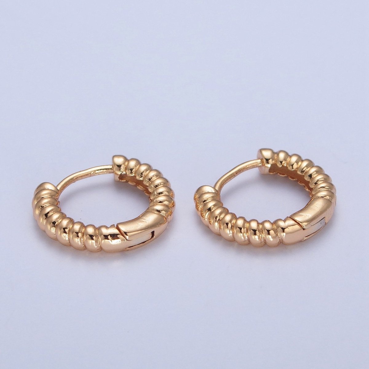 Mini Gold Croissant Twist Hoops Earrings P-398