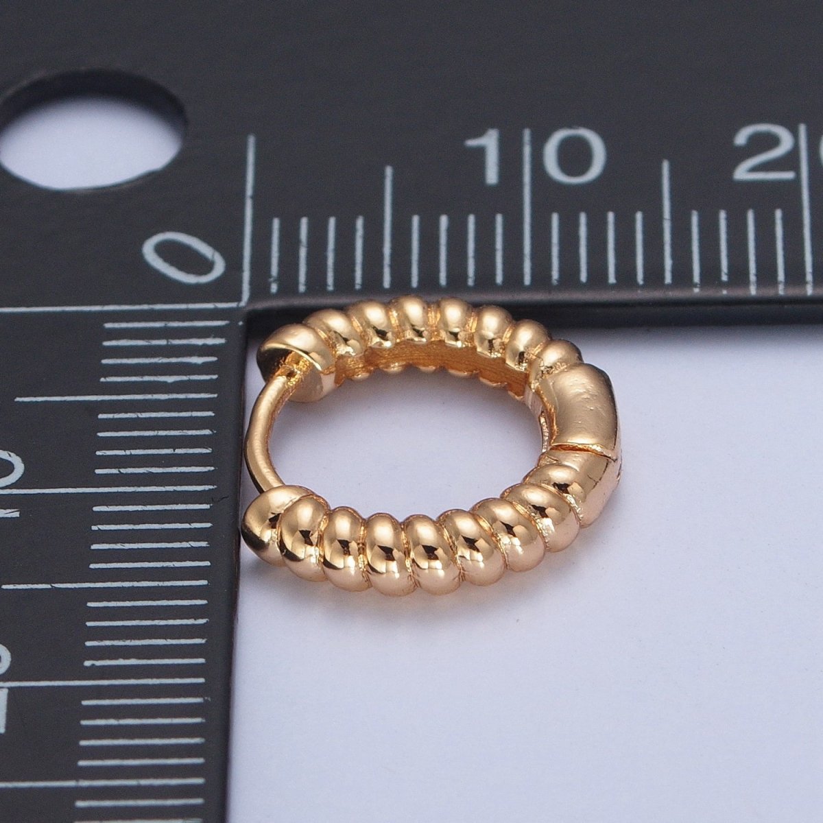 Mini Gold Croissant Twist Hoops Earrings P-398
