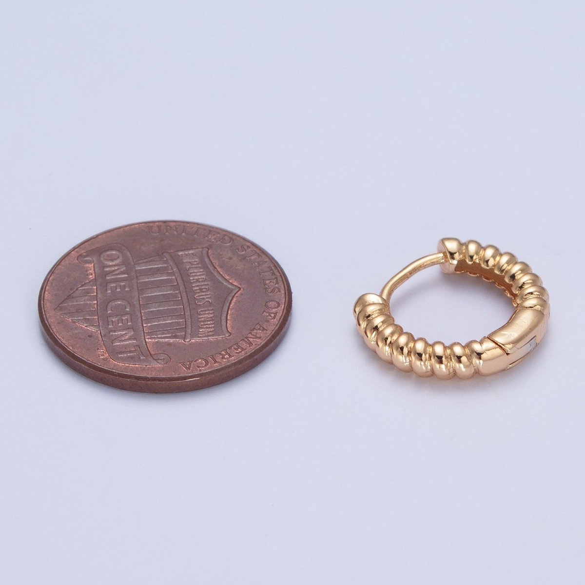 Mini Gold Croissant Twist Hoops Earrings P-398