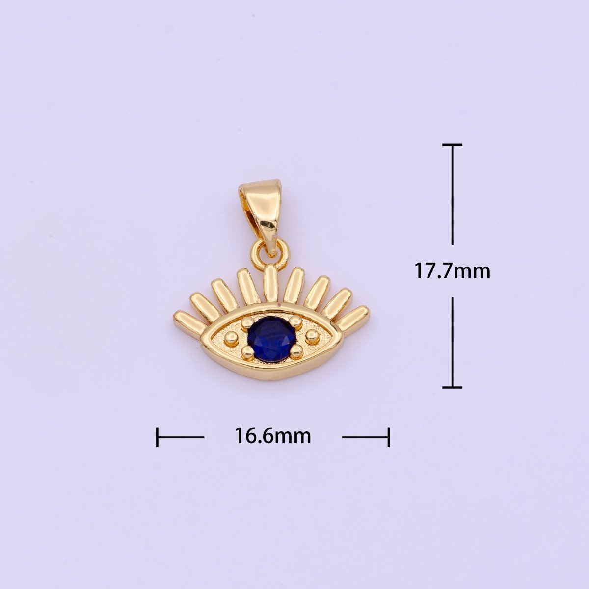 Mini Gold Evil Eye Blue Cubic Zirconia Pendant Amulet H-573