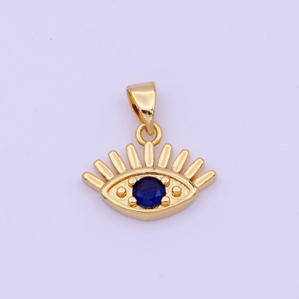 Mini Gold Evil Eye Blue Cubic Zirconia Pendant Amulet H-573