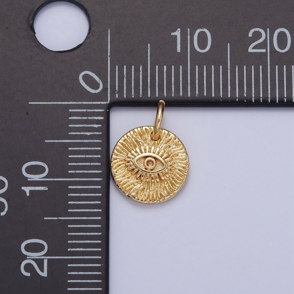 Mini Gold Evil Eye Charm Coin Disc Charm for Bracelet Necklace Earring Supply X-059
