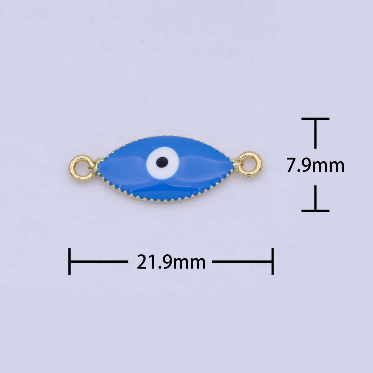 Mini Gold Evil Eye Charm Connector Blue Enamel Eye Link Connector G-922