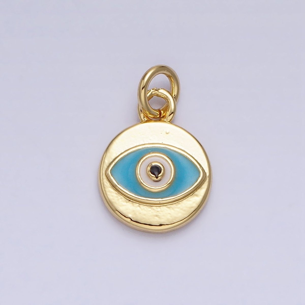 Mini Gold Evil Eye Charm Teal Eye Coin Charm AC466
