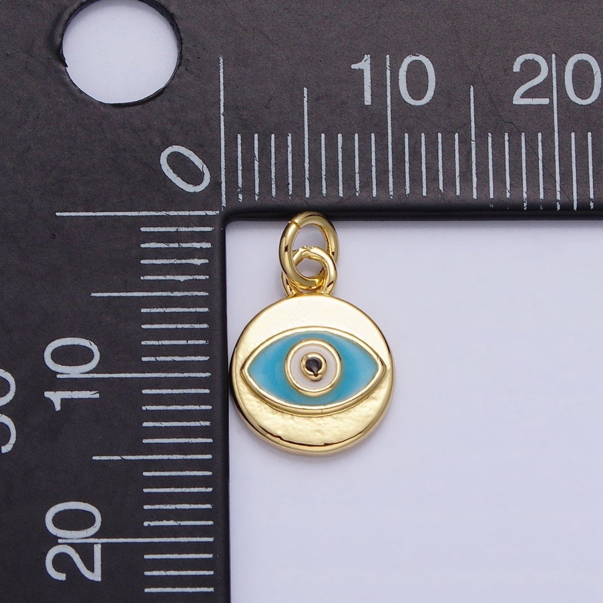Mini Gold Evil Eye Charm Teal Eye Coin Charm AC466
