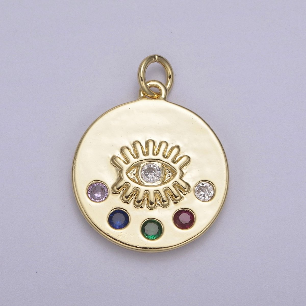 Mini Gold Evil Eye Medallion Charm for Add on Charm Bracelet Necklace N-929