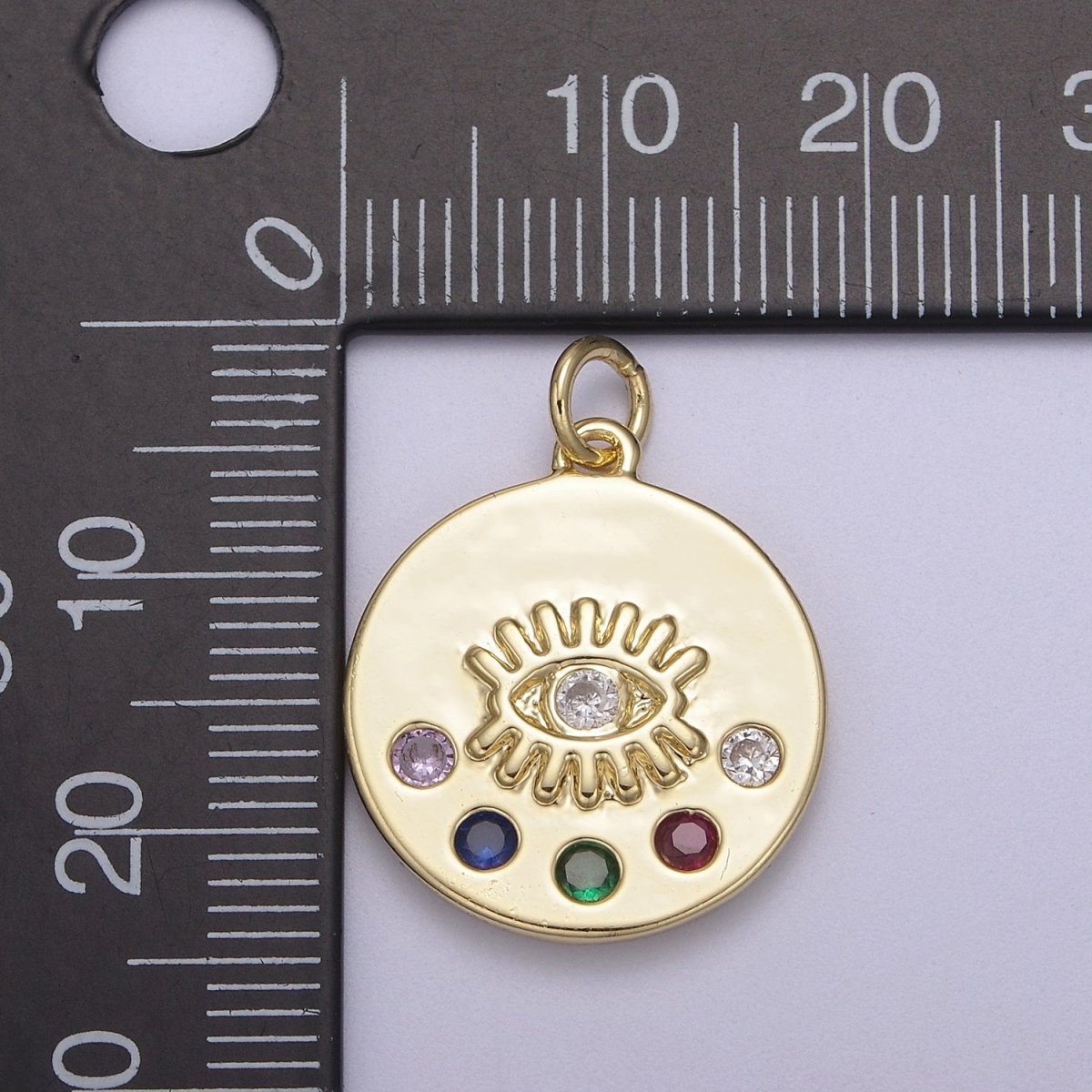 Mini Gold Evil Eye Medallion Charm for Add on Charm Bracelet Necklace N-929