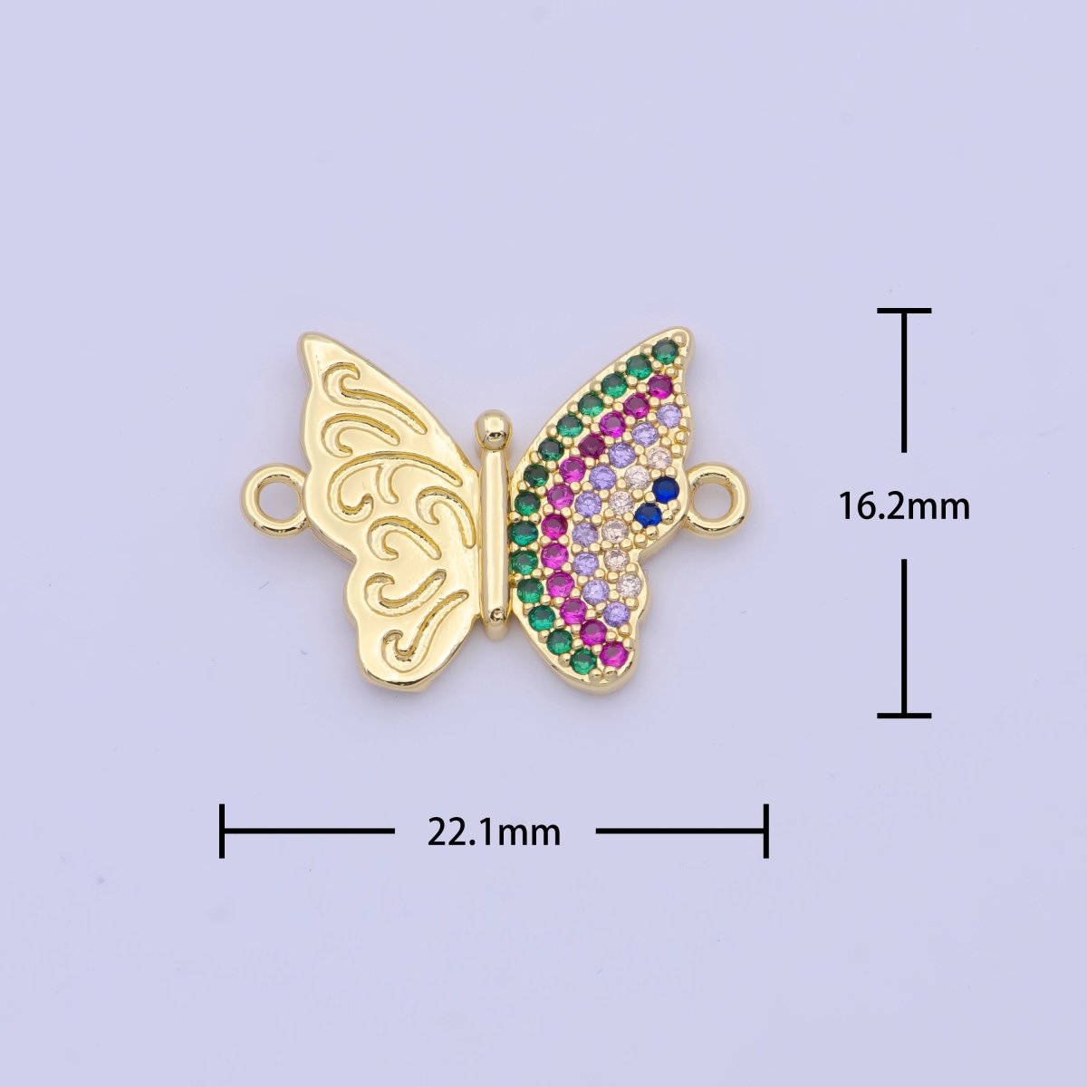 Mini Gold Filled Butterfly Charm Connector Micro Pave Monarch Link Connector for Bracelet Necklace Supply G-557