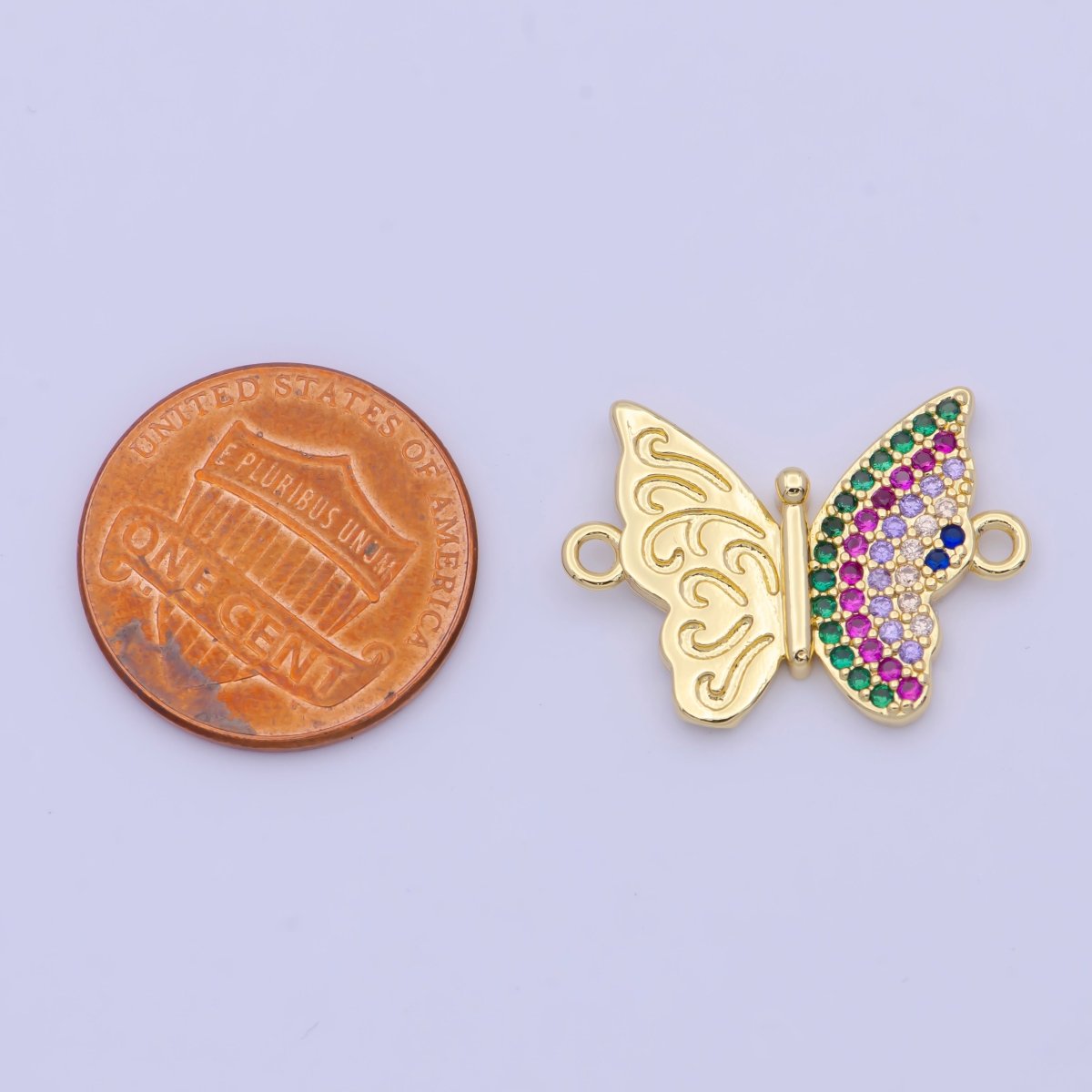 Mini Gold Filled Butterfly Charm Connector Micro Pave Monarch Link Connector for Bracelet Necklace Supply G-557