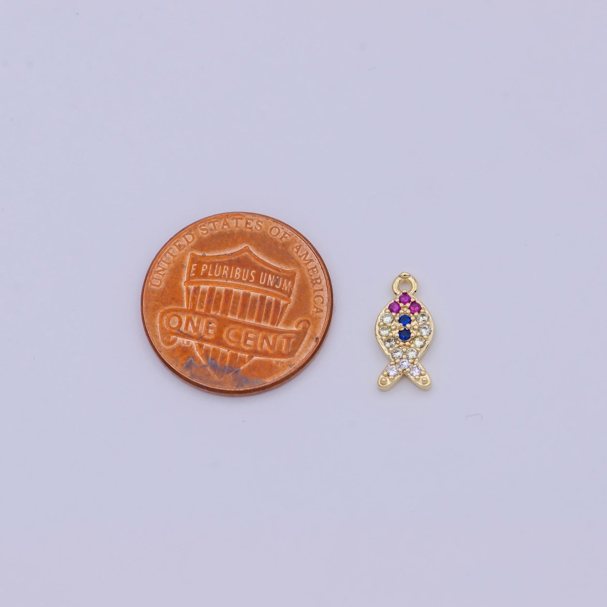 Mini Gold Filled Fish Charm for Bracelet Earring Necklace Component W-169