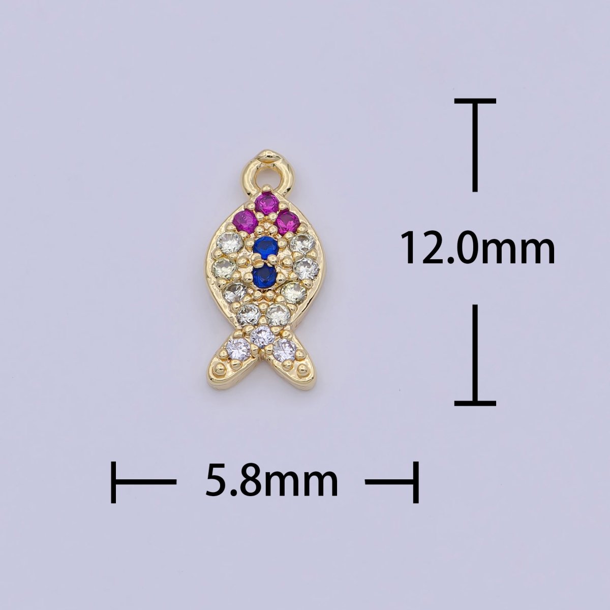 Mini Gold Filled Fish Charm for Bracelet Earring Necklace Component W-169