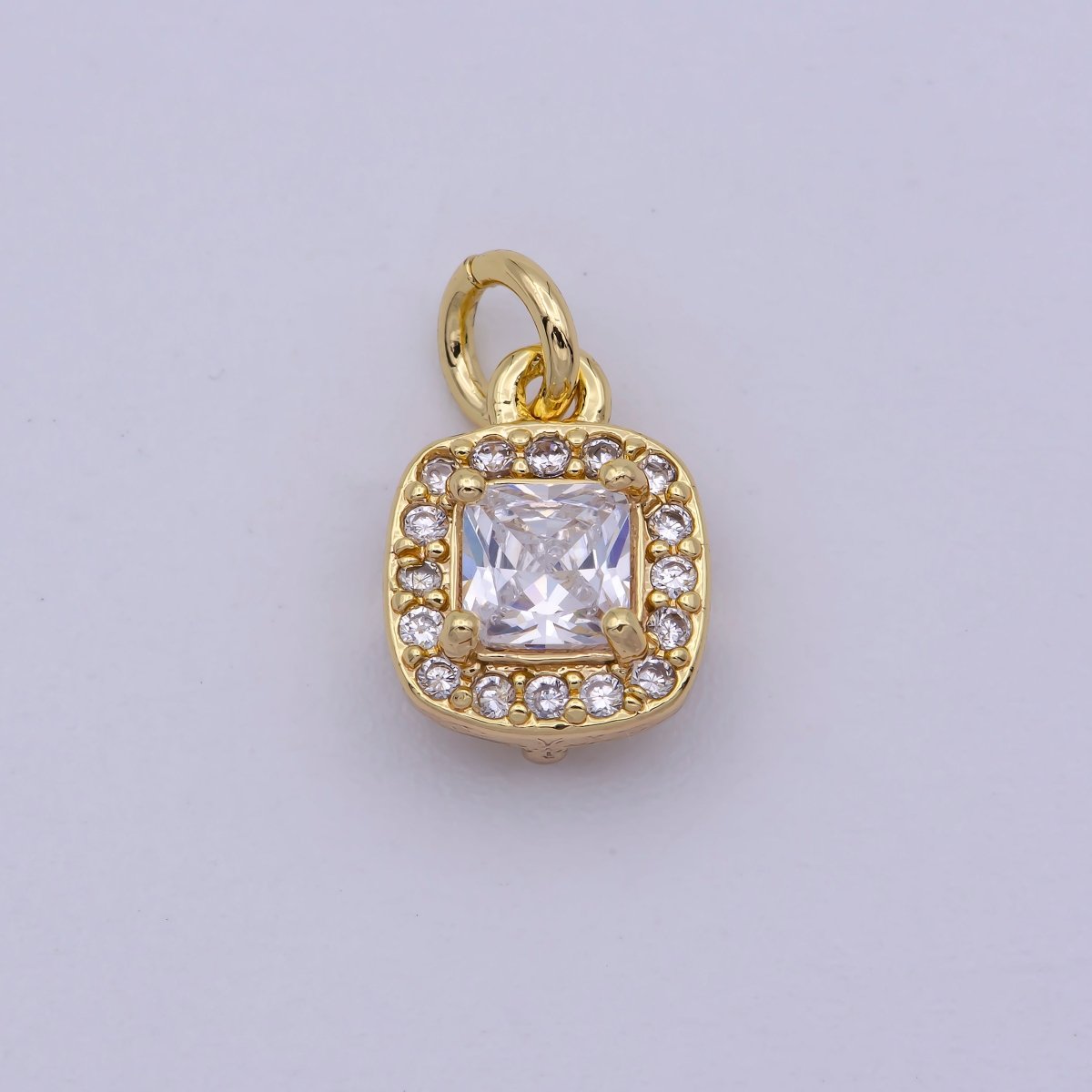 Mini Gold Filled Square CZ charm Dangle square Micro Pave charm M-921