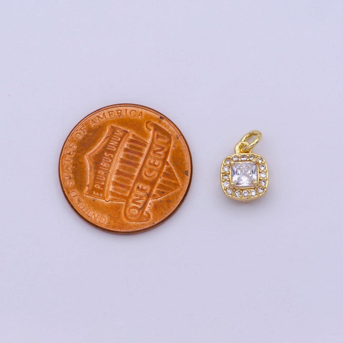 Mini Gold Filled Square CZ charm Dangle square Micro Pave charm M-921