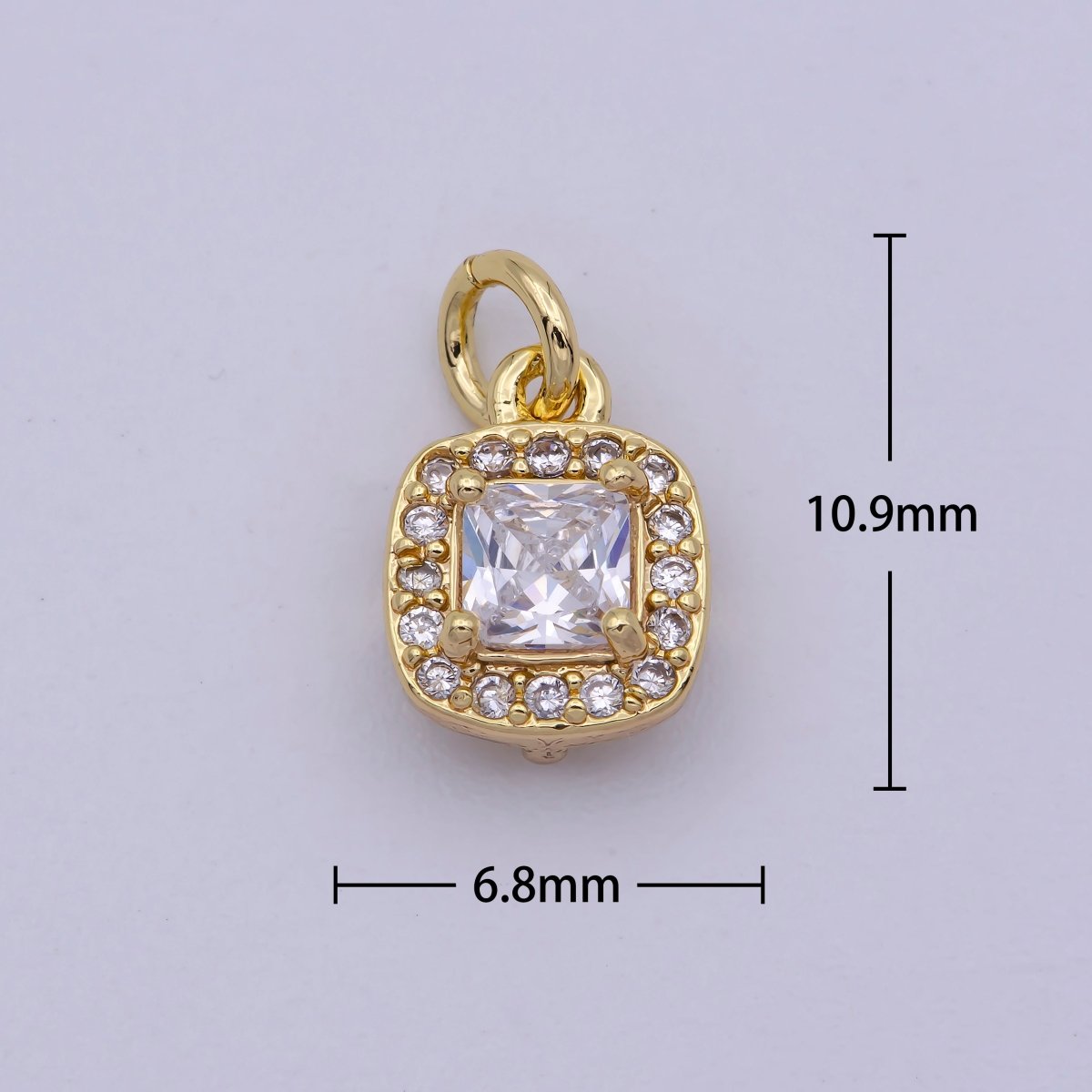 Mini Gold Filled Square CZ charm Dangle square Micro Pave charm M-921