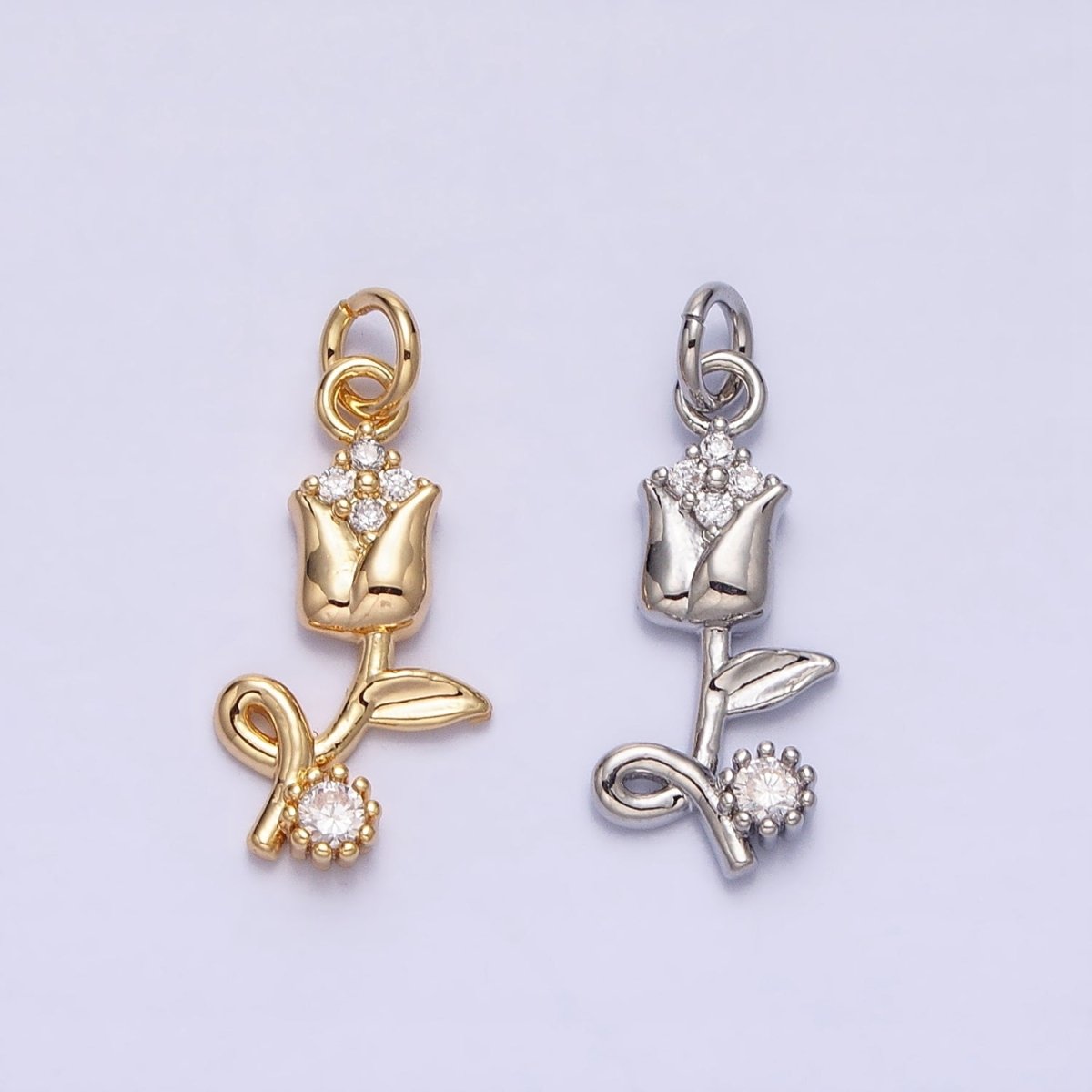 14K Gold Filled Rose Flower Mini Add-On Charm in Gold & Silver | AC500 AC501