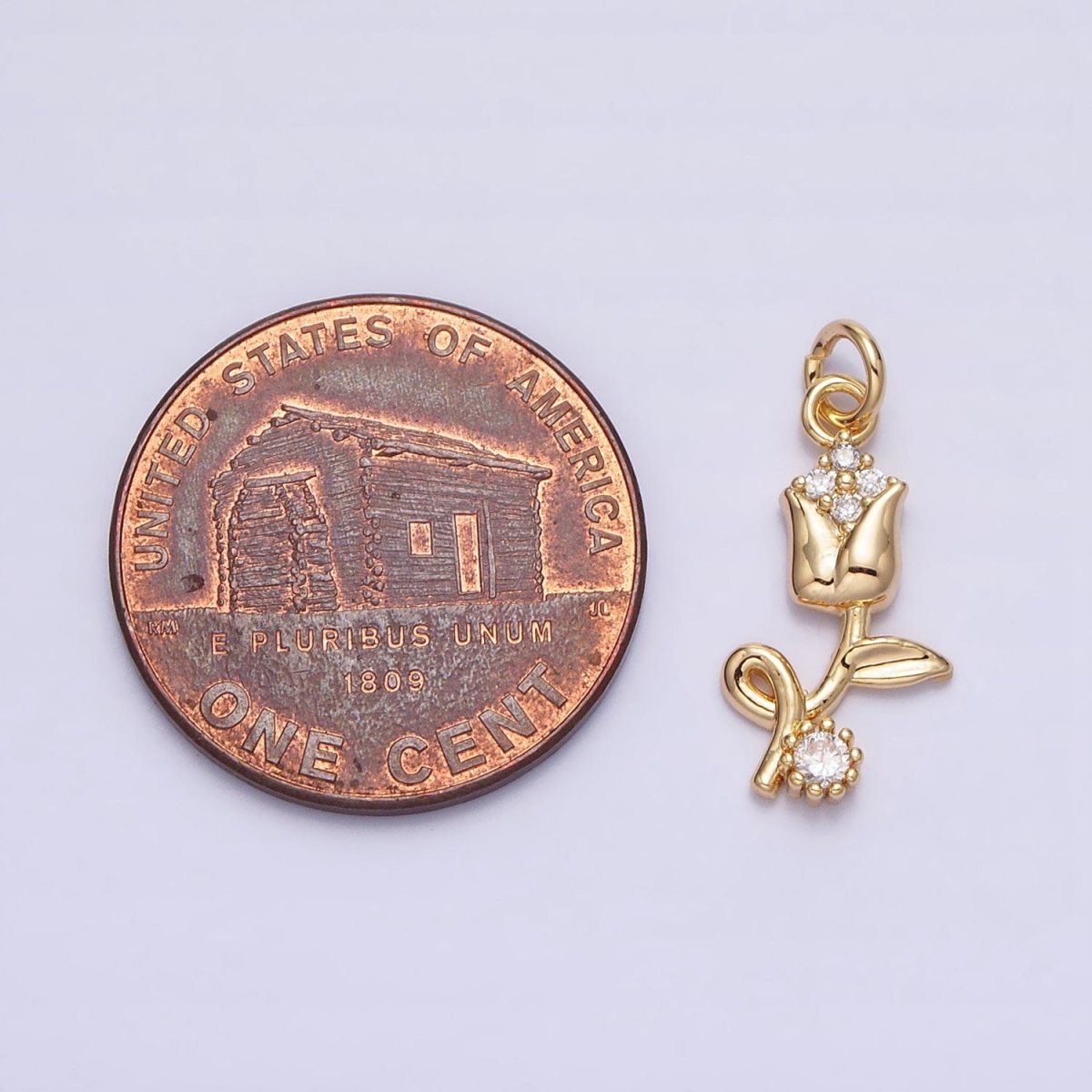 14K Gold Filled Rose Flower Mini Add-On Charm in Gold & Silver | AC500 AC501