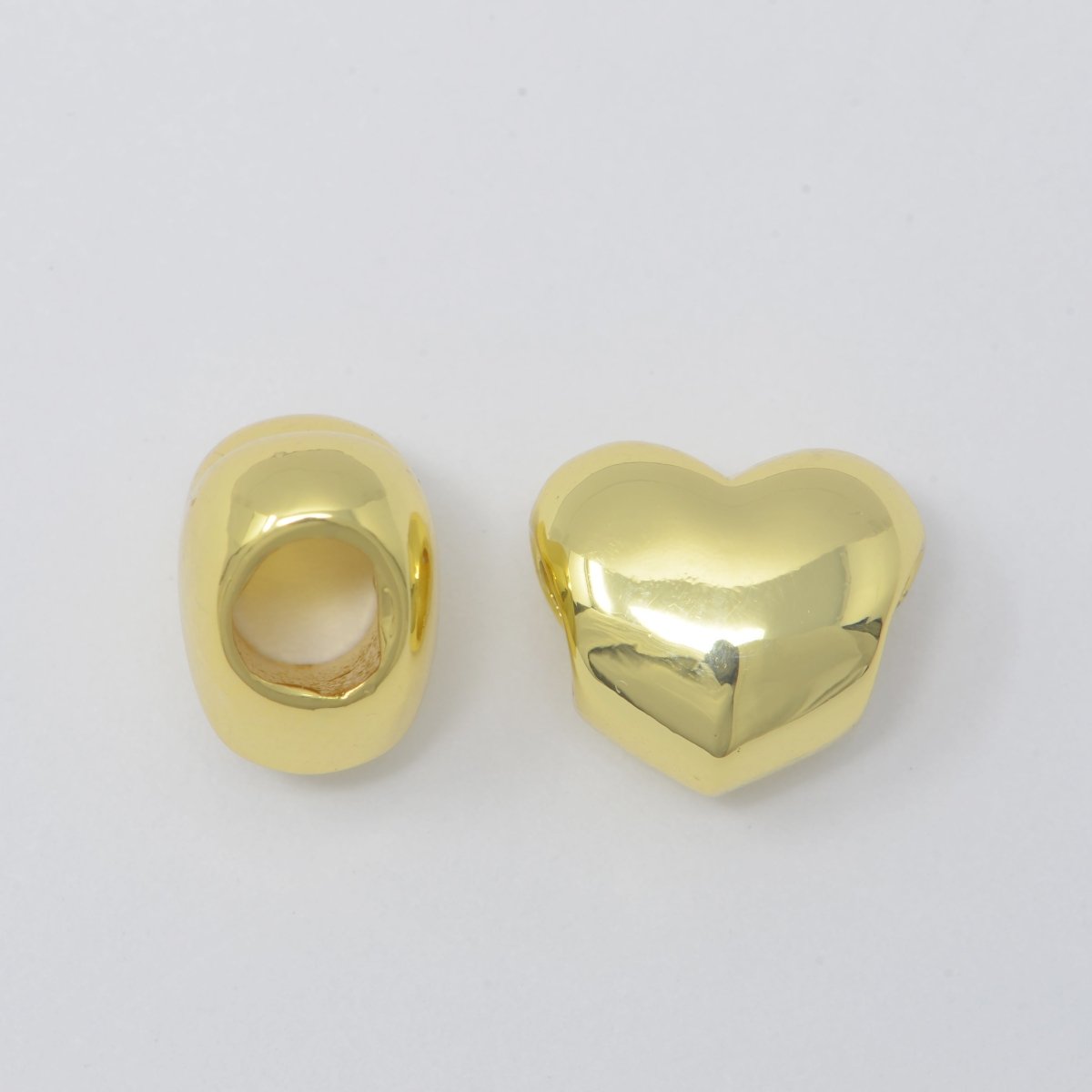 Mini Gold Heart Beads, Plain Gold Filled Love Valentine Couple Heart Accessories Making Beads B-573