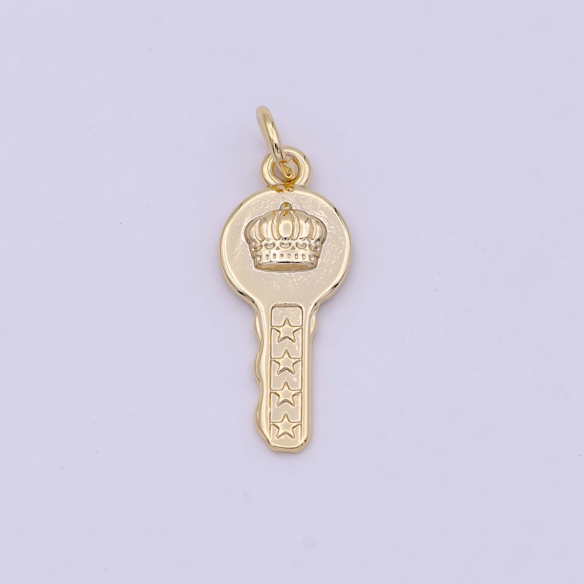 Mini Gold Key Charm with Crown Design N-365