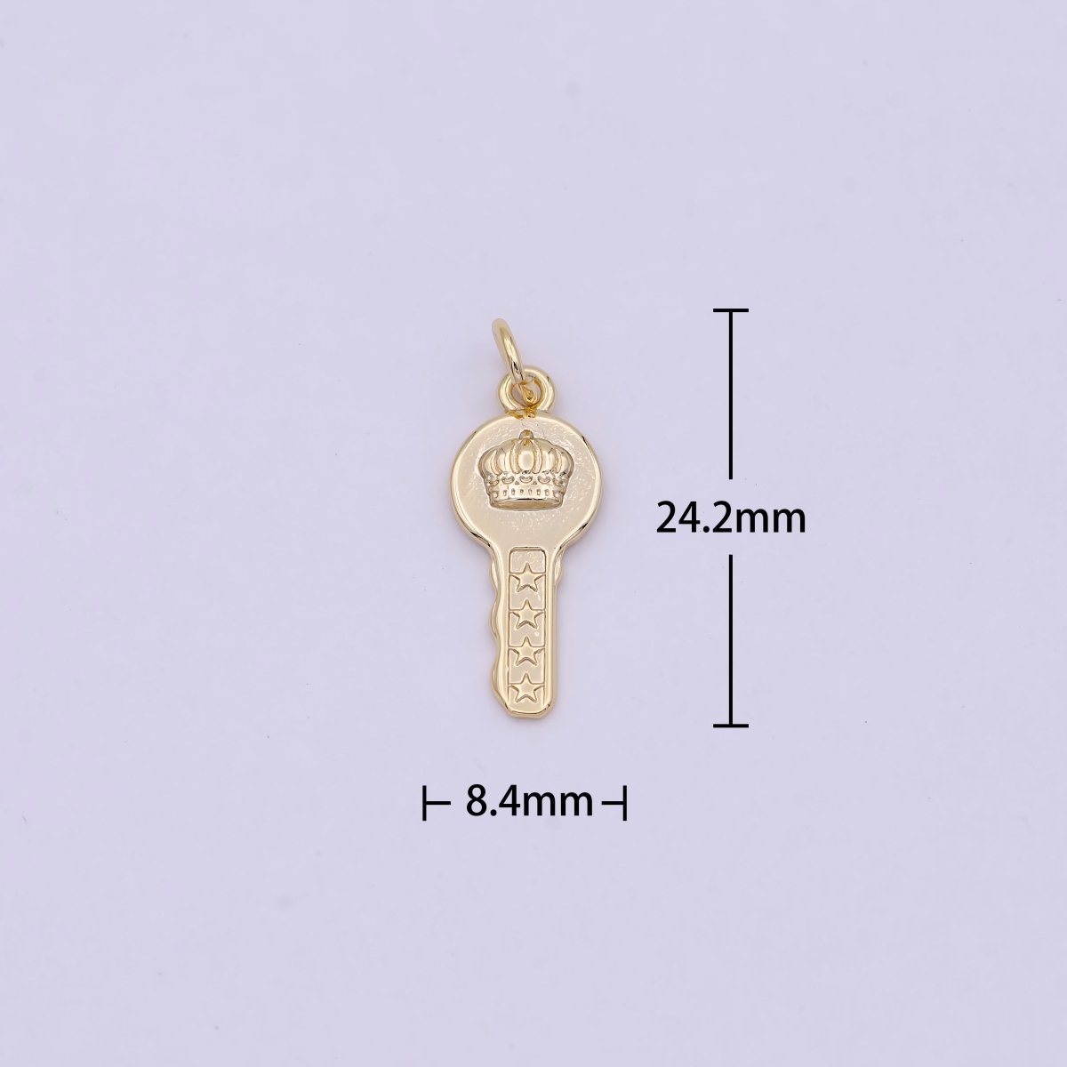 Mini Gold Key Charm with Crown Design N-365