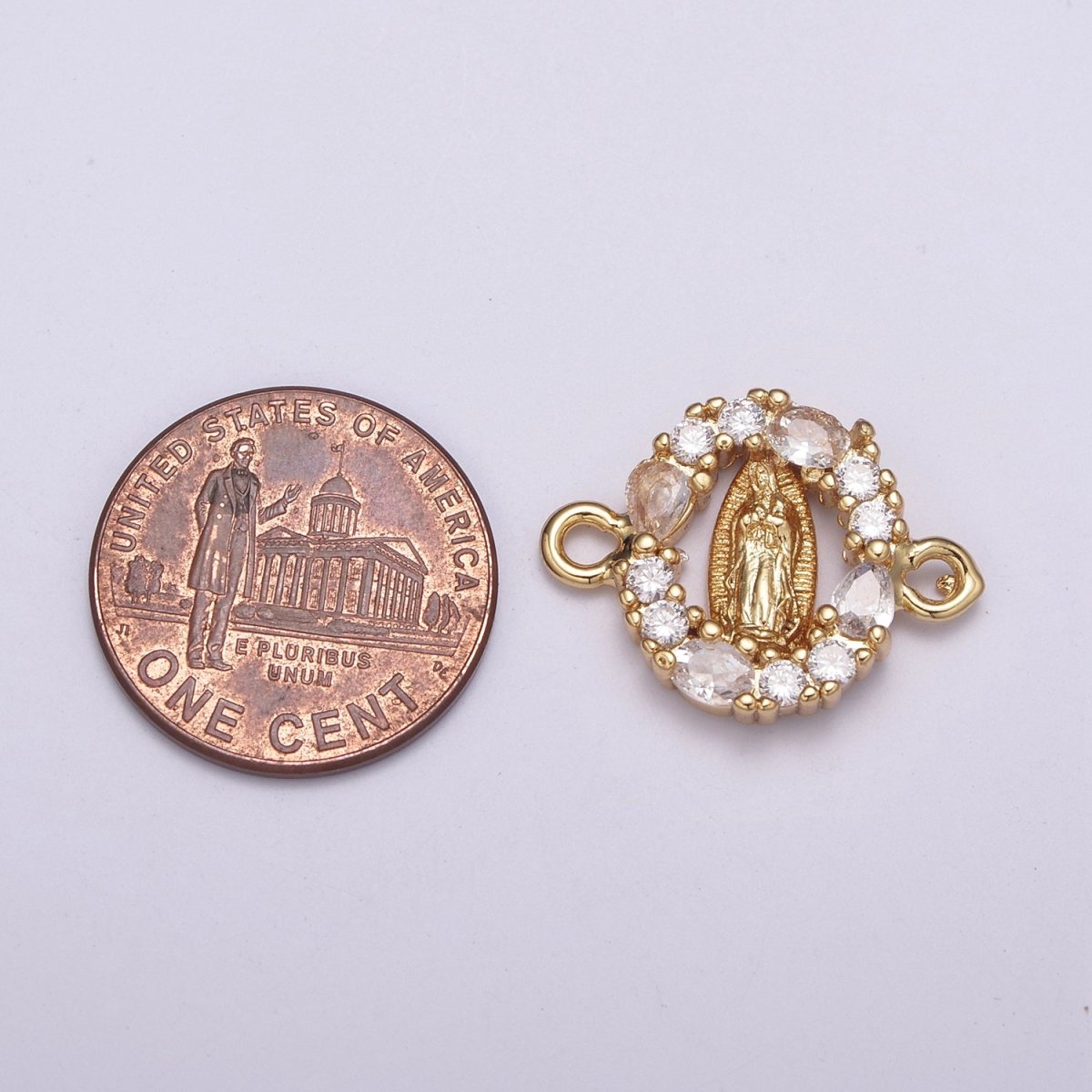 Mini Gold Lady Guadalupe Charm Link Connector for Bracelet Necklace Supply Component F-072