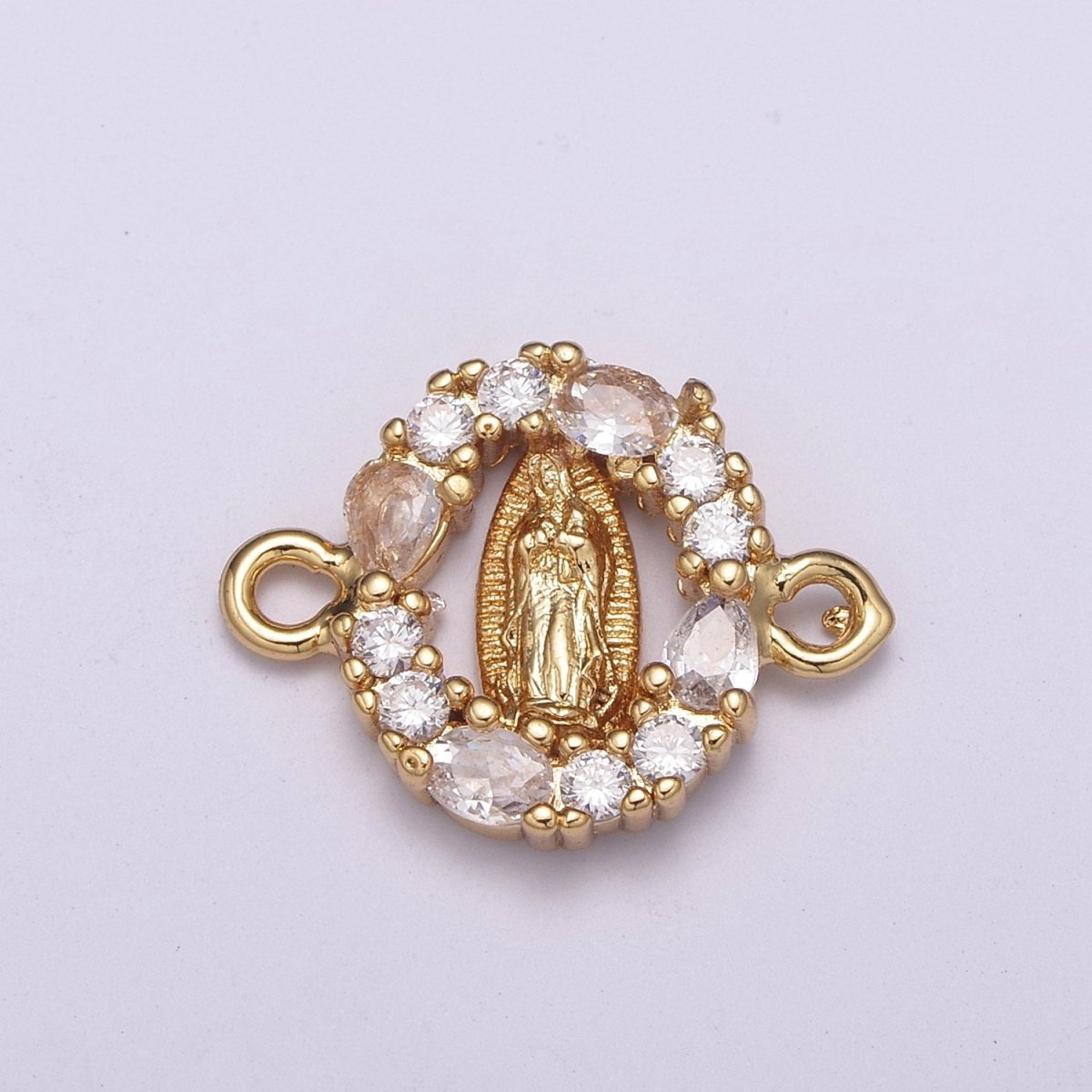 Mini Gold Lady Guadalupe Charm Link Connector for Bracelet Necklace Supply Component F-072