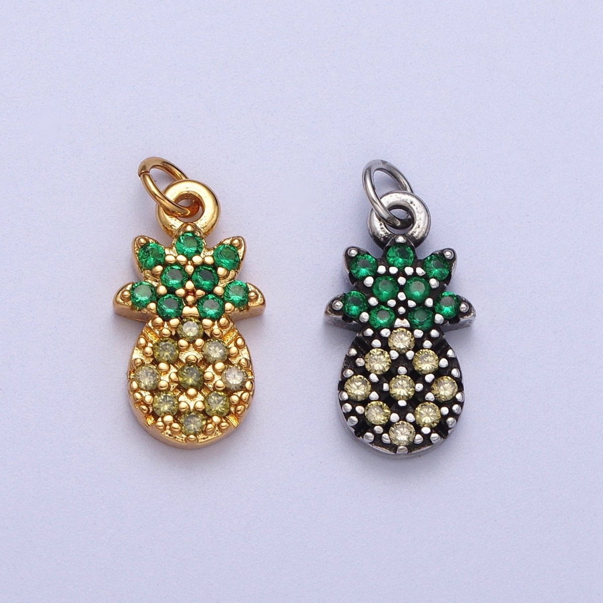 Mini Gold Pineapple Charm Hawaii tropical island summer fruit food charm Dole Charm 24k Gold Filled Add on Charm Bracelet Necklace AC028
