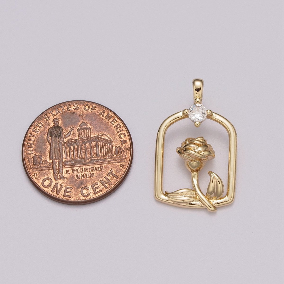 Mini Gold rose Charm Micro Pave Flower Charm Minimalist Jewelry Pendant for Necklace Bracelet Component M-784