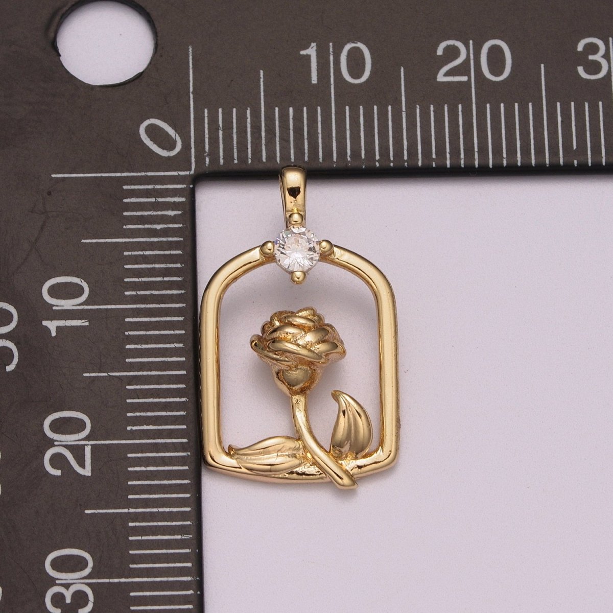 Mini Gold rose Charm Micro Pave Flower Charm Minimalist Jewelry Pendant for Necklace Bracelet Component M-784