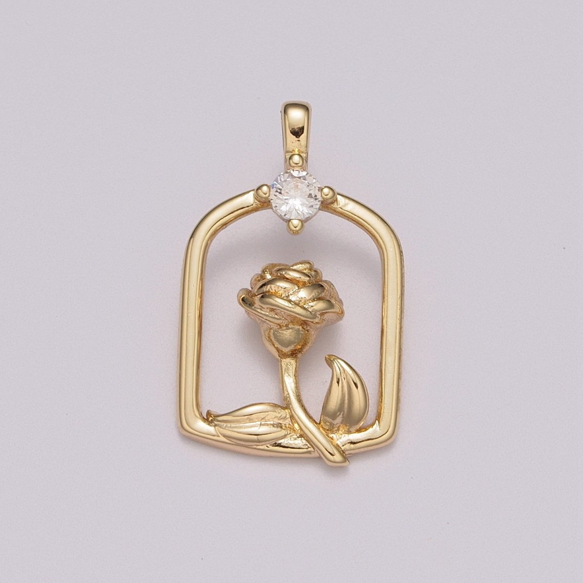 Mini Gold rose Charm Micro Pave Flower Charm Minimalist Jewelry Pendant for Necklace Bracelet Component M-784