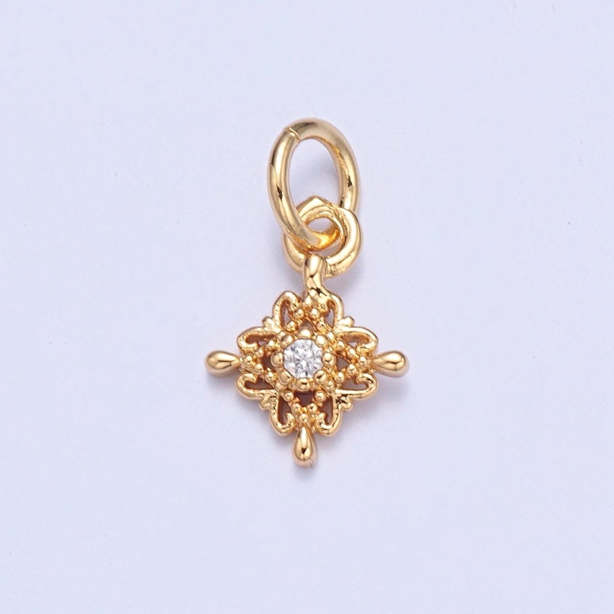 Mini Gold Star Charm Micro Pave Filigree Charm for add on Bracelet Necklace Earring | X-106