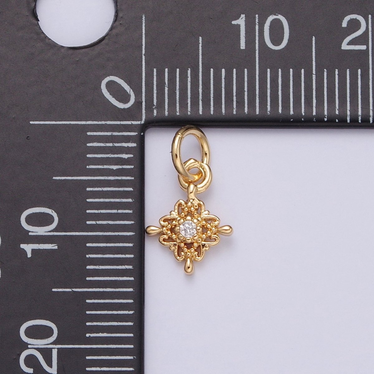 Mini Gold Star Charm Micro Pave Filigree Charm for add on Bracelet Necklace Earring | X-106