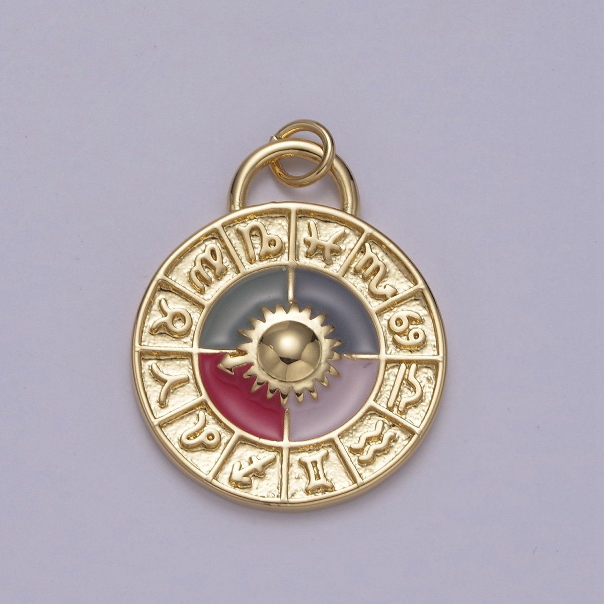 Mini Gold Zodiac Medallion Charm for Add on Charm Bracelet Necklace N-924