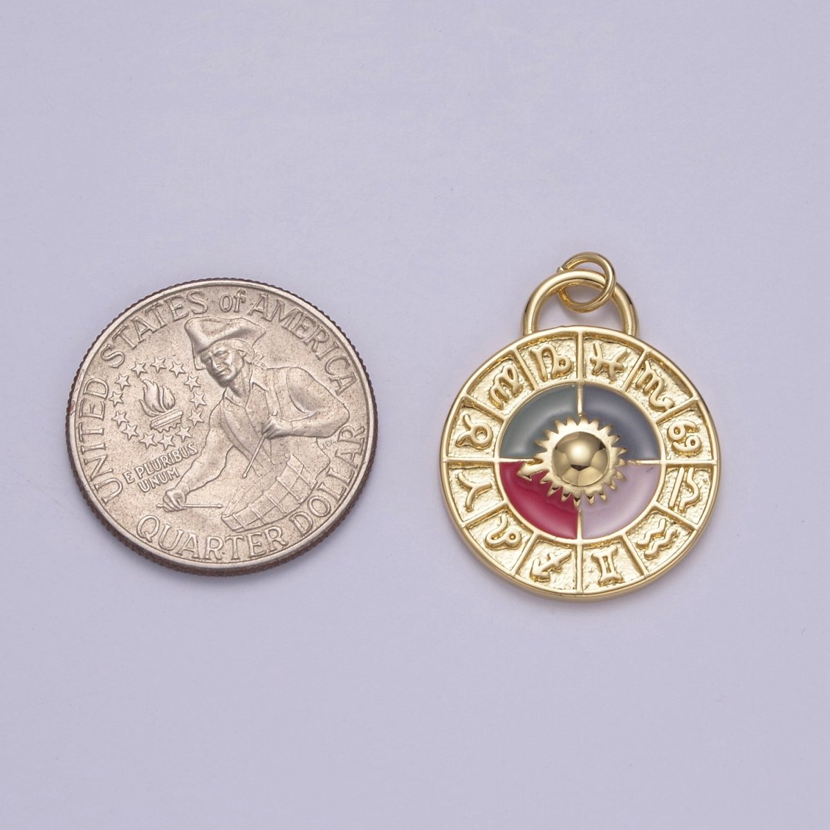 Mini Gold Zodiac Medallion Charm for Add on Charm Bracelet Necklace N-924