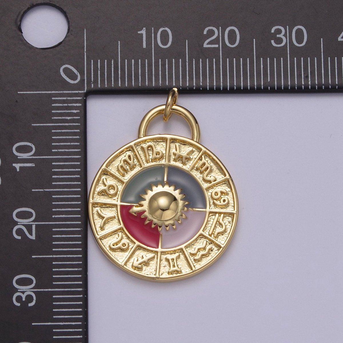 Mini Gold Zodiac Medallion Charm for Add on Charm Bracelet Necklace N-924