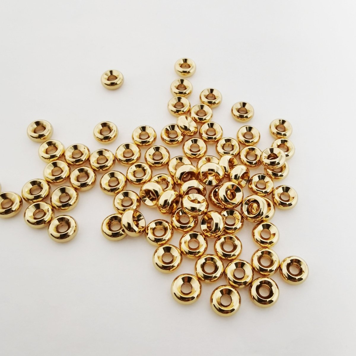 Mini Golden Donut Shape Beads, Plain Gold Filled Geometric Round Circle Shape Jewelry Making Beads B-276