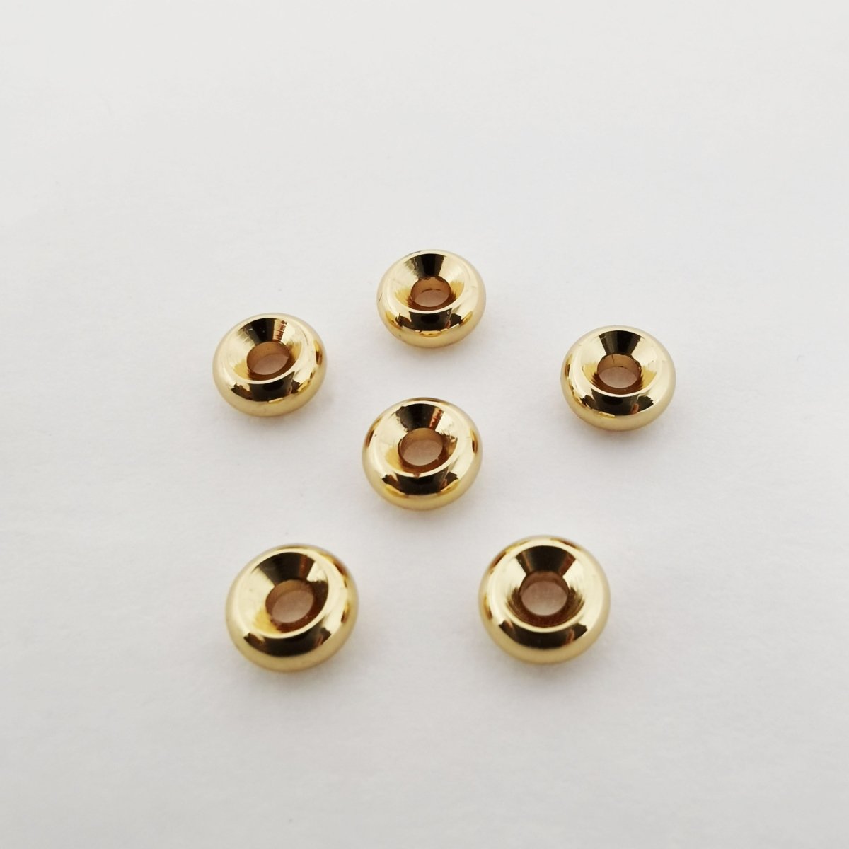 Mini Golden Donut Shape Beads, Plain Gold Filled Geometric Round Circle Shape Jewelry Making Beads B-276