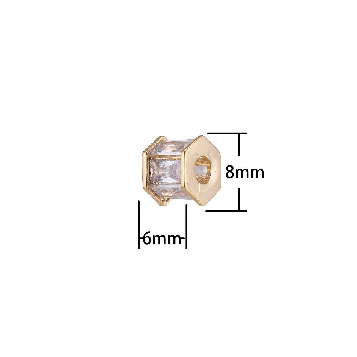 Mini Golden Hexagonal Beads, CZ Tiny Gold Filled Geometric Jewelry Making Beads Supplies B-146