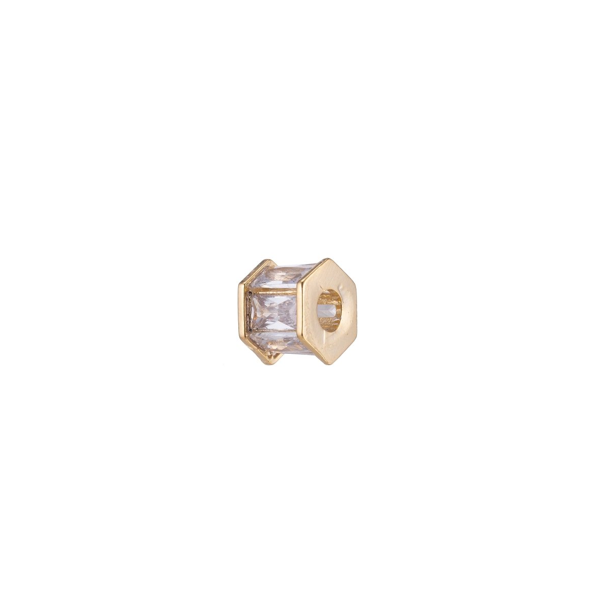 Mini Golden Hexagonal Beads, CZ Tiny Gold Filled Geometric Jewelry Making Beads Supplies B-146