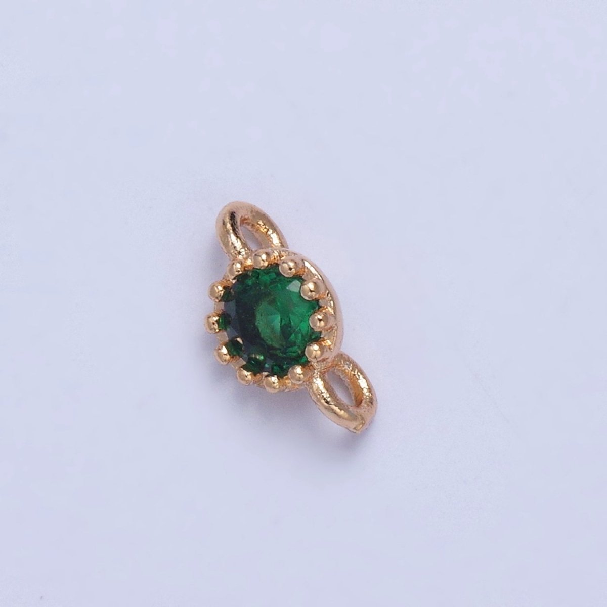 OS Mini Green CZ Gold Pave Charm Connector for Bracelet Necklace 16k Gold Filled F-695