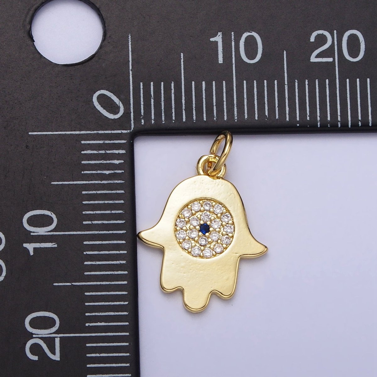 Mini Hamsa Hand Clear Micro Paved CZ Add-On Gold Charm | AC217
