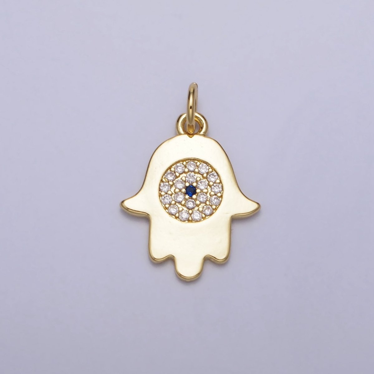 Mini Hamsa Hand Clear Micro Paved CZ Add-On Gold Charm | AC217