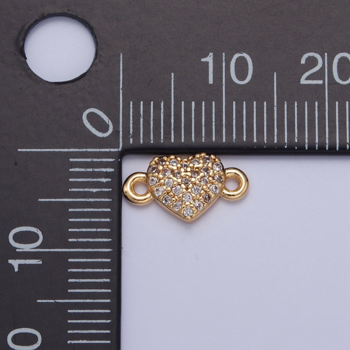 Mini Heart Charms for Necklace Earring Making Supplies 24K Gold Filled Micro Pave Love Charm Connector G-930